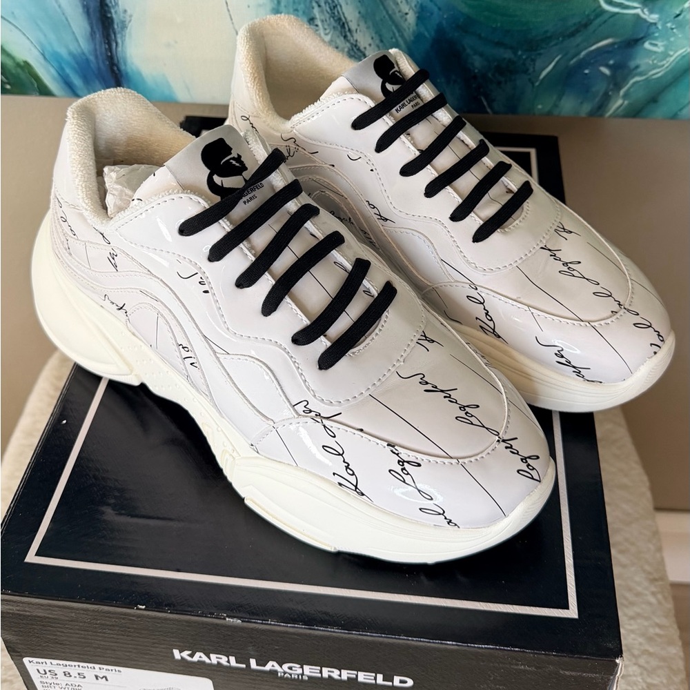 Karl Lagerfeld Signature Script White Chunky Sneakers